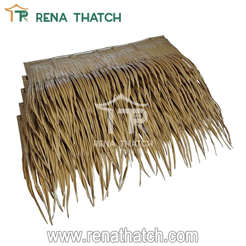 UV resistant fiber synthetic artificial plastic palmas sheet thatch for gazebo Viva palm panels rolls for pergola