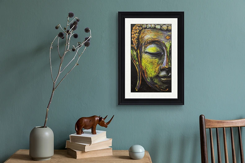 The Buddha painting Wall painting Framed Canvas Wall Art. 3D Giclee Printed Brushstroke Texture that Resembles Hand Painted Oil
