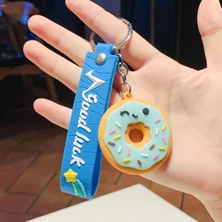 3D pvc Sweet Donut  Food Keychain for Sweet Donut Theme Party Favors Pendant for Kid Toy Ornament Souvenirs Gift Food key chain