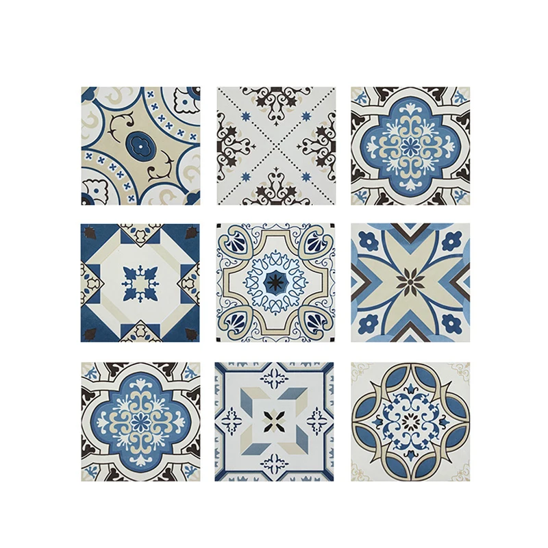 Mediterranean blue non-slip floret kitchen bathroom background wall and floor tiles 300mm