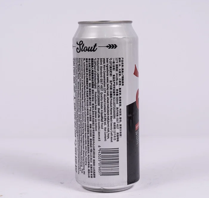 Factory Supply OEM 330ml 500ml aluminum Canned Stout beer Extra Strong Black Malt Traditional craft malt dark wheat Beer