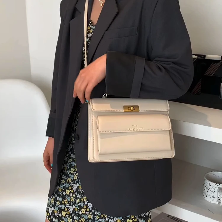 Guangzhou Factory Classic Luxury Underarm Bag Pure Solid Color Handbag PU Leather Shoulder Bag