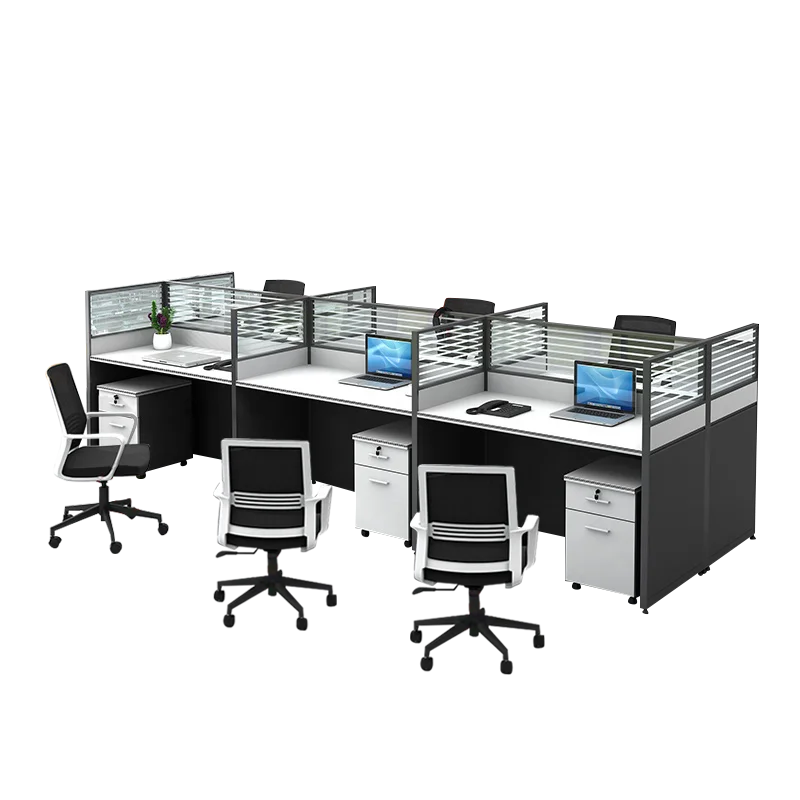 LANRAN Glaverbel Glass 1/4/6 People Demountable Office Partition Modular Office Furniture