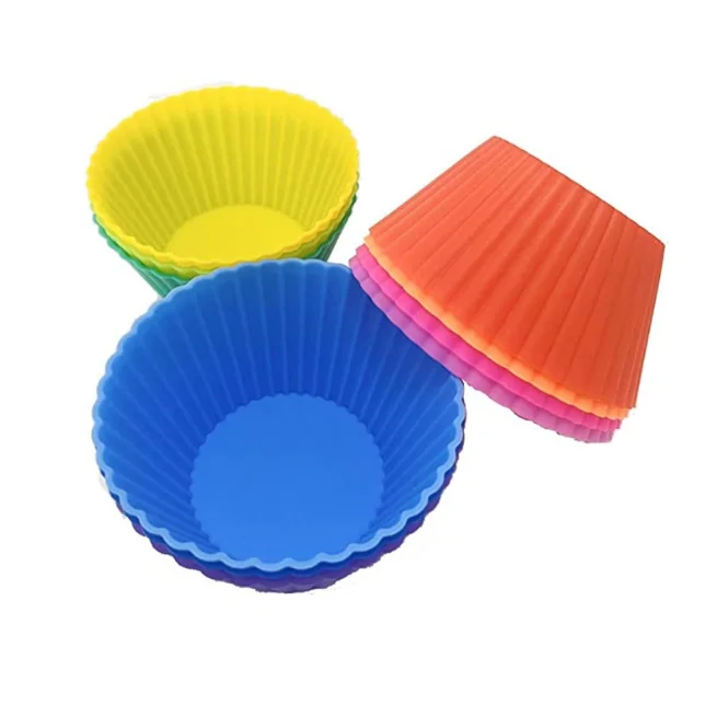 12 pcs Soft Silicone Round Cake Muffin Chocolate Cupcake Liner Baking Cup Mold