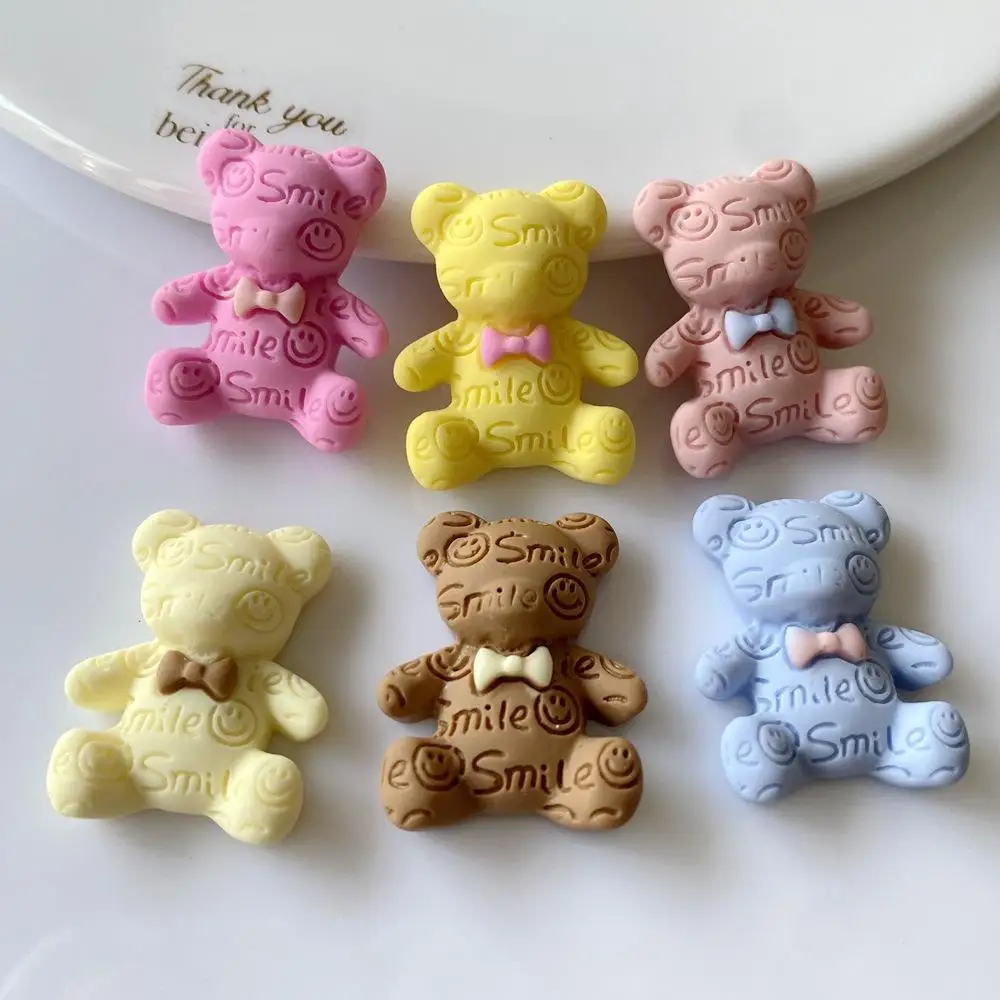 Promotion flatback miniature bear resin accessories wholesale mobile phone case diy material flat bottom letter bear doll