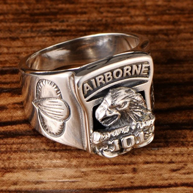 Fashion personalized jewelry mens rings U.S. airborne army solid 925 sterling silver vintage eagle ring for men