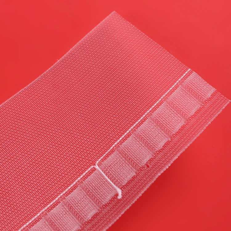 
Cheap price polyester 7.5cm transparent belt style nylon snap trim yarn curtain tape for home 