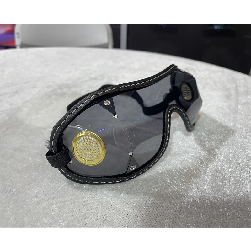Handmade Comfortable Motorcycle helmet racing goggles with adjustable strap horse riding glasses for training