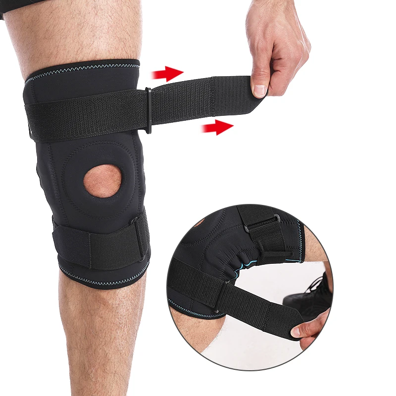 Новый Неопреновый бандаж на колено, весенний бандаж на колено с силиконовой подушечкой и эластичными ремешками для облегчения боли