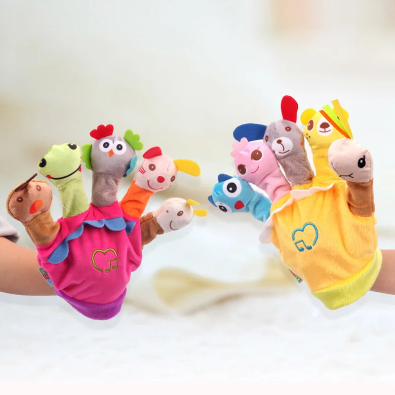 Storytelling Animal Designs Plush Toy Doll Telling Stories Hand Puppets Glove Stuffed Plush Toy Fingers Puppet with Music