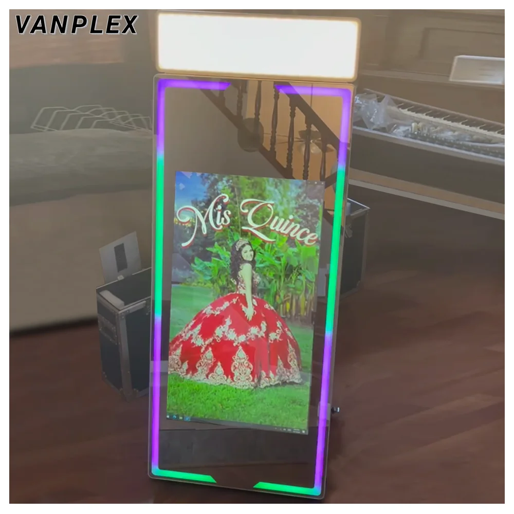 selfie booth photo machine big photo booth machine 70in mirror photo booth with camera and printer