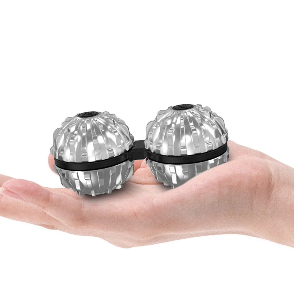 Hand Body Blood Circulation Exercise Metal Massage Balls Fidget Spinner Stress Relief Conjoined Rotating Double Balls