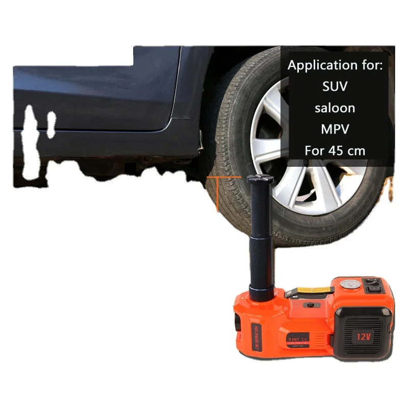 DC12V 3 in 1 electric hydraulic jack 5T car jacks 450mm hydraulic floor jack multifunction tire inflator with LED lights