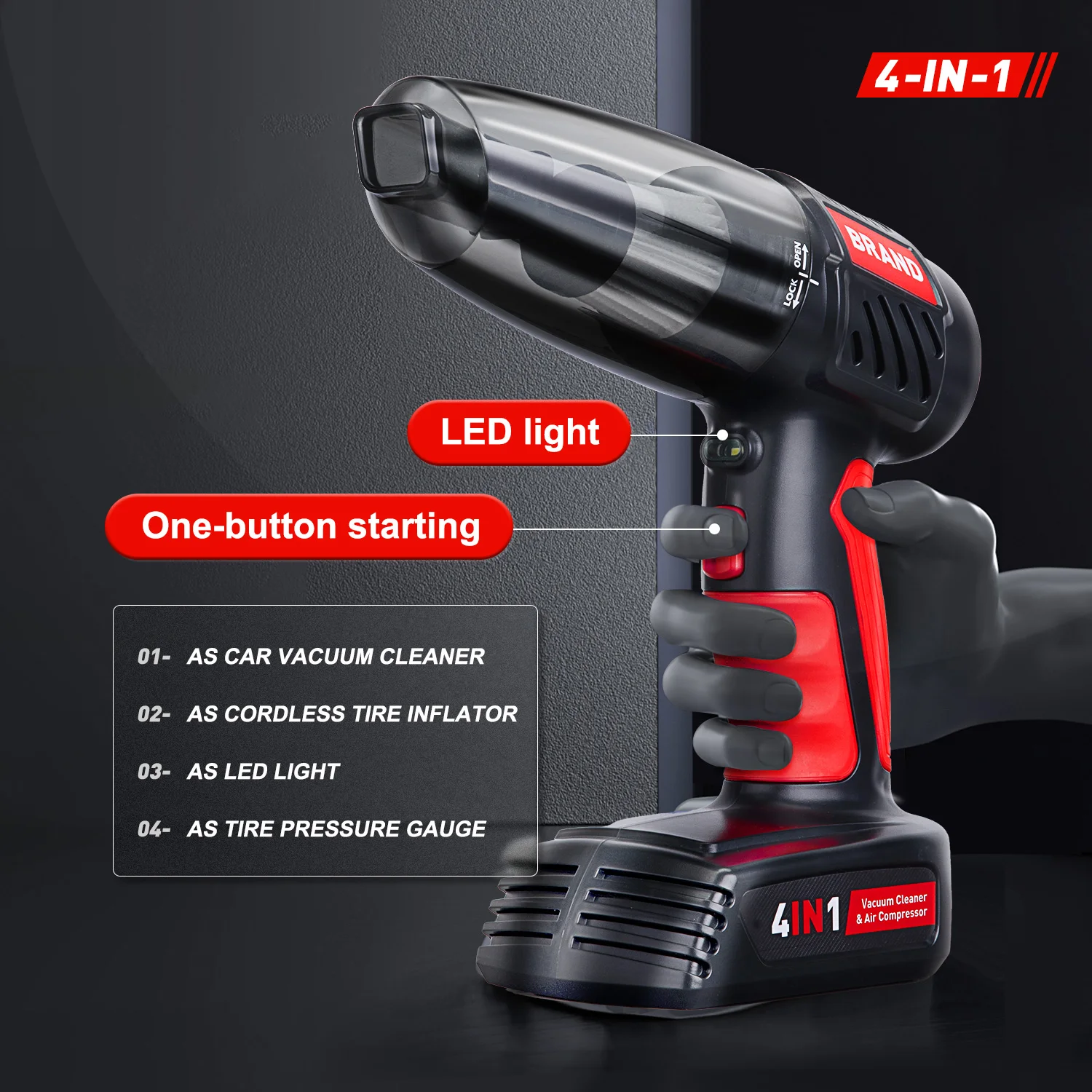 Powerful Upgraded 4 In 1 Rechargeable Hand Helo Vacuum Cleaner Portable Cordless Wireless Mini Car Vacuum Cleaner Air Compressor