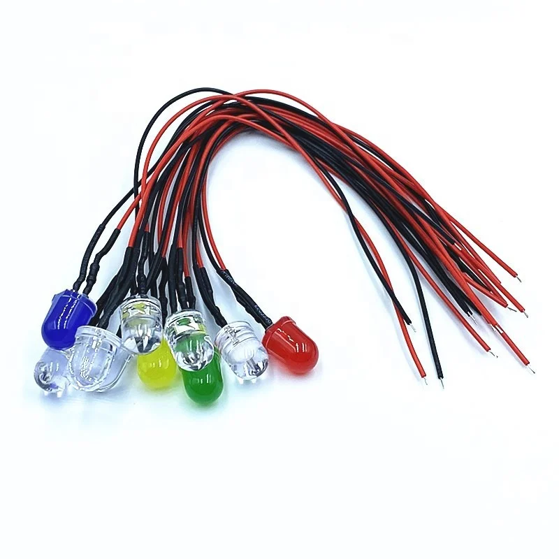 Pure white 3mm 5mm 8mm 10mm Red Green Blue RGB 3V 5V 12V DC Round Pre Wired Water Clear LED Diode
