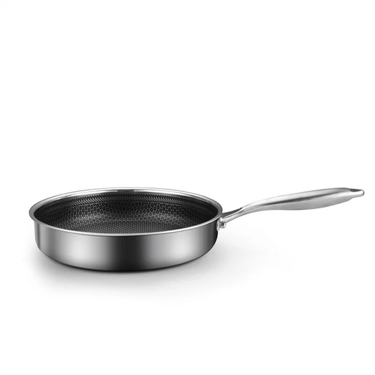 Factory Direct Sale 316 Stainless Steel Pan Kitchenware Nonstick Pot High Quality Tri-ply Honeycomb Frying Pan