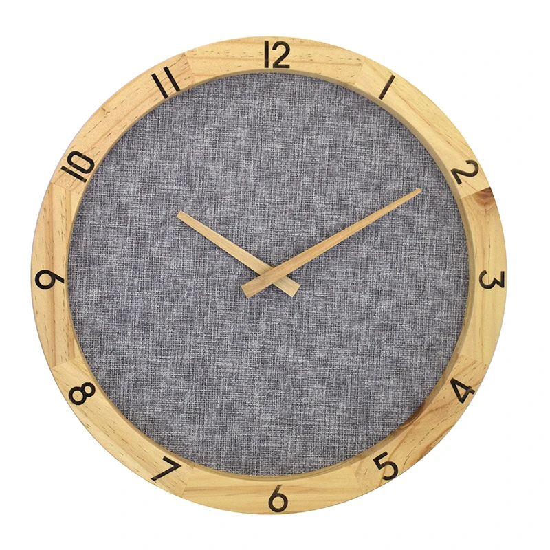 14 inch wall watch creative design burlap wood frame wall clock