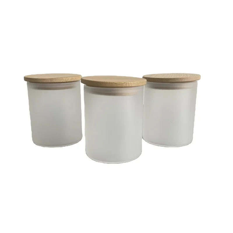 Wholesale  7oz Frosted Glass Candle Jars Candle Containers for Home Hotel Making Candles with Lid