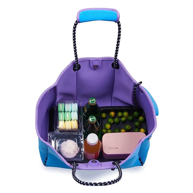 Wholesale Summer Multipurpose Fashion Perforated Woman Neoprene Tote Beach Bag Handbags Fashion Bucket OEM Unisex Girls Fashion