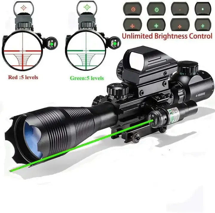 Прицел Комбо 4-12x50EG двойной световой прицел + 4 Reticle красная/зеленая точка с креплением 20 мм