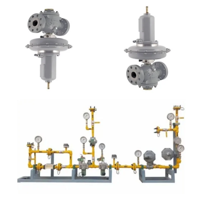 Natural Gas Valve Skid Emerson Fisher Reducing Valve  MR105 Pressure Regulator  WIKA Pressure Gauge
