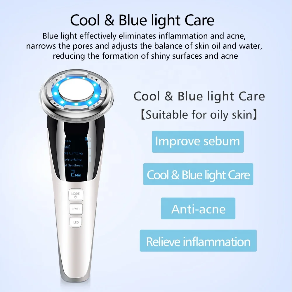 
2020 new facial clean beauty equipment EMS galvanic machine led photon light therapy hot cold face massager 