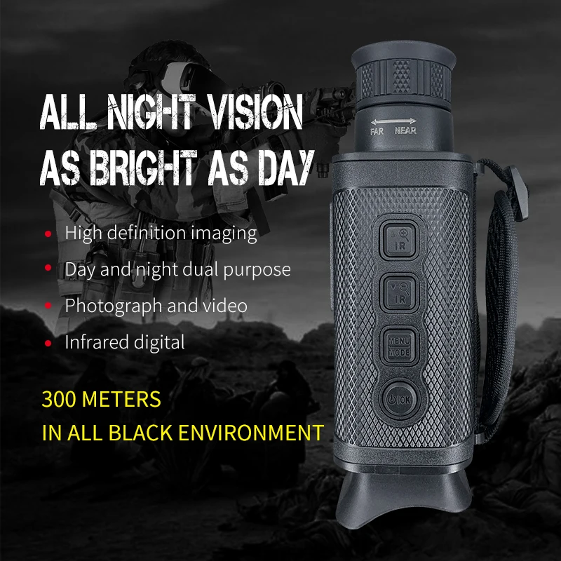 8X Digital Infrared Single Tube Night Vision Camera With a Recording Resolution of 1920x1080P Day and Night Vision Telescope