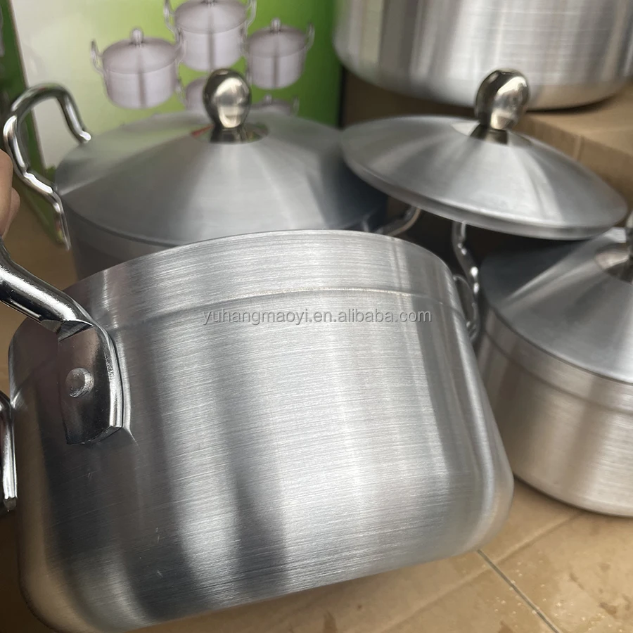 RTS 24CM 26CM 28CM 7Pots Heavy Aluminum Cookware Set Metal Casserole Soup Pot Cooking Set Kitchen utensils Aluminum Stock Pots