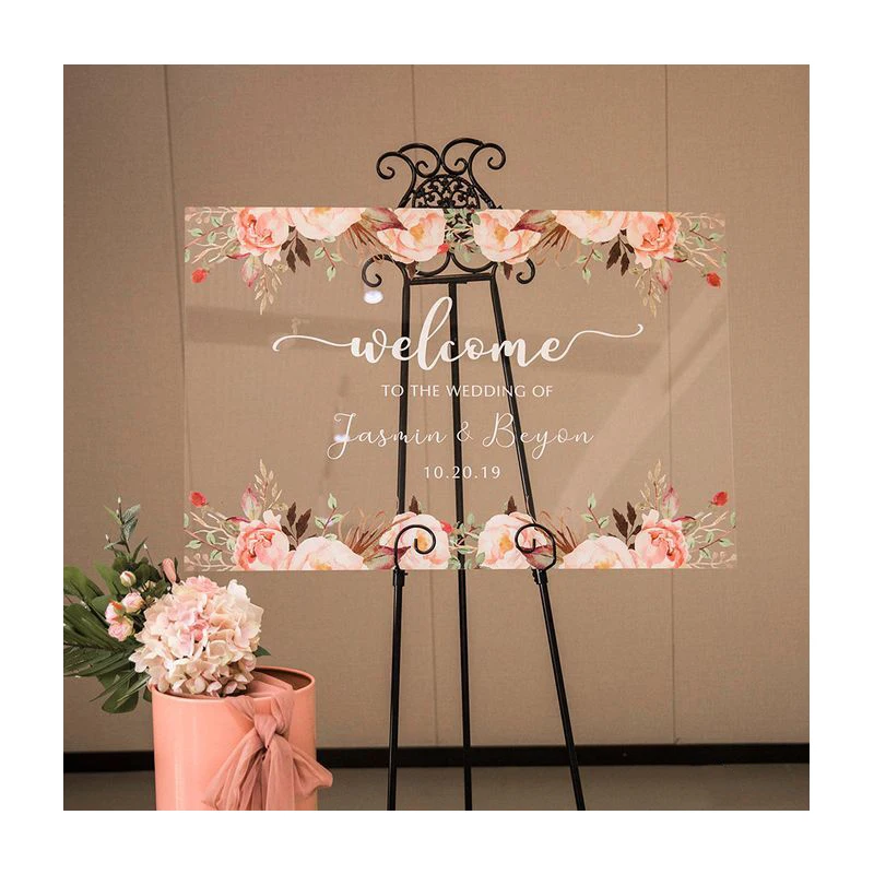 Plexiglass Frosted Wedding Signs Seating Chart Black Painted Acrylic Welcome Sign