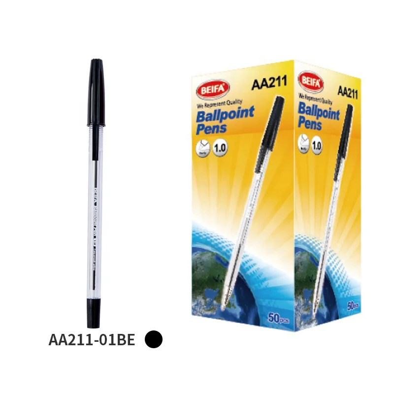 BEIFA AA211 1.0mm fine tip plug in type Factory price customizable Ball Pen 3 ink color black blue red Ballpoint Pen