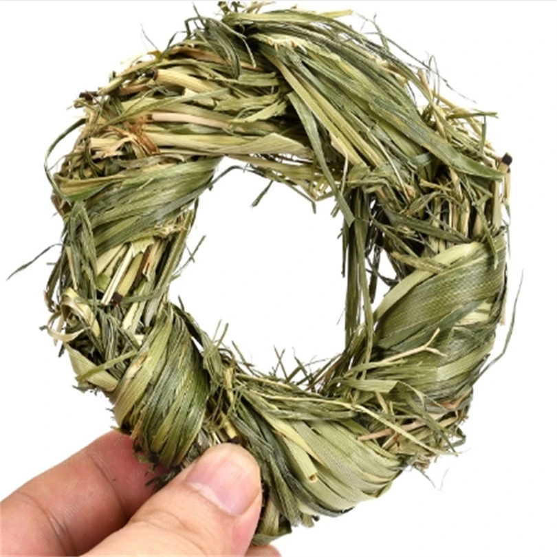 Small Animal Activity Play Chew Natural Hay Ball Bunny Molar Grass Stick Toys Rabbit Chew Toys