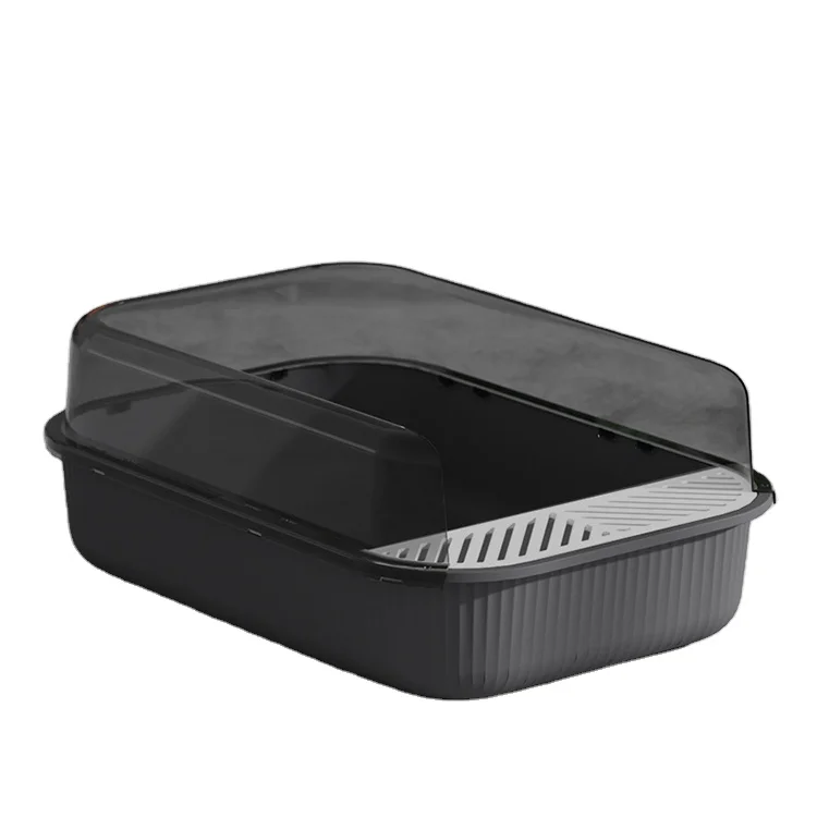 Large Capacity Cat Litter Box High-edge Semi-closed Sand Box for Cats Toilet Anti Splash Cleaning Cat Tray