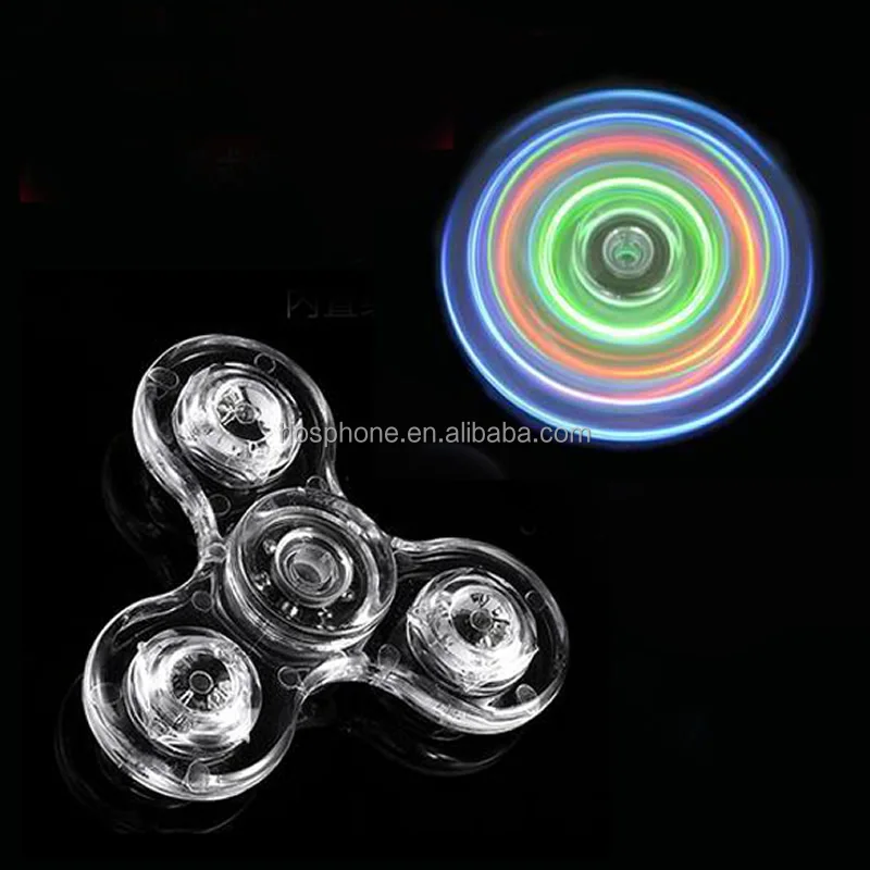 2022 Kids Toy Colorful Glowing LED Flash Light Hand Spinner RGB LED Crystal Fidget Spinner Finger Stress Release EDC