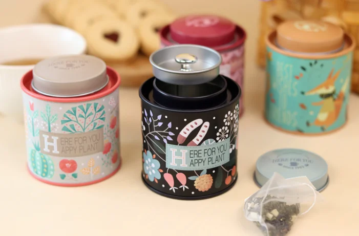 Tin for Loose Tea Metal Tea Canister 40g Round Tin Can with Lid for Tea Double Seal D67*h83mm