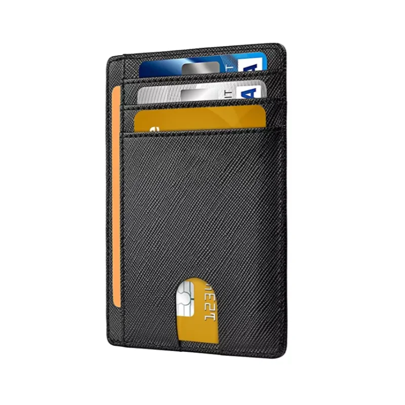 Slim Minimalist Front Pocket RFID Blocking Leather Credit Card Holder Wallets for Men Women