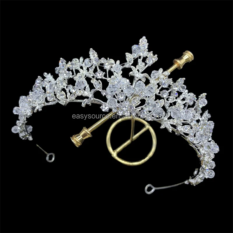 Handmade Crystal Tiara Bridal Floral Crown wedding hair ornaments