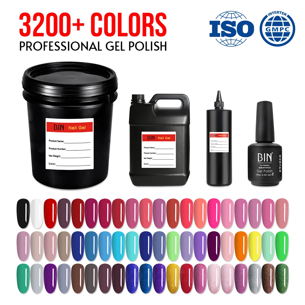 BIN Factory Hema Free UV Gel Nail Polish Customizable LOGO Eco-Friendly Factory Wholesale Gel Nail Polish Long Lasting