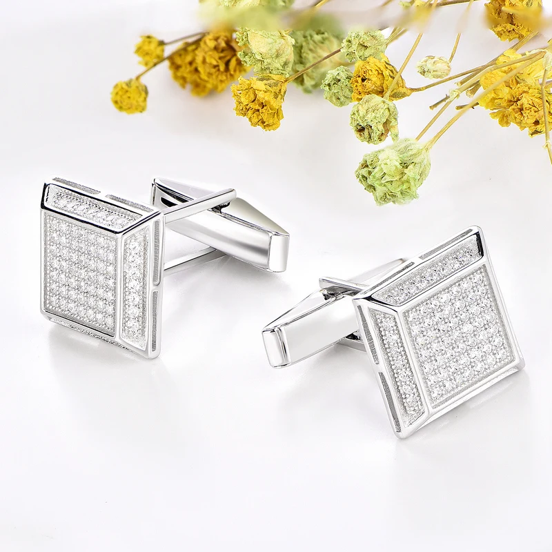 Luxury Fashion Especially Square Graceful Cufflinks Jewelry Paved Diamonds Custom Cufflinks for Mens