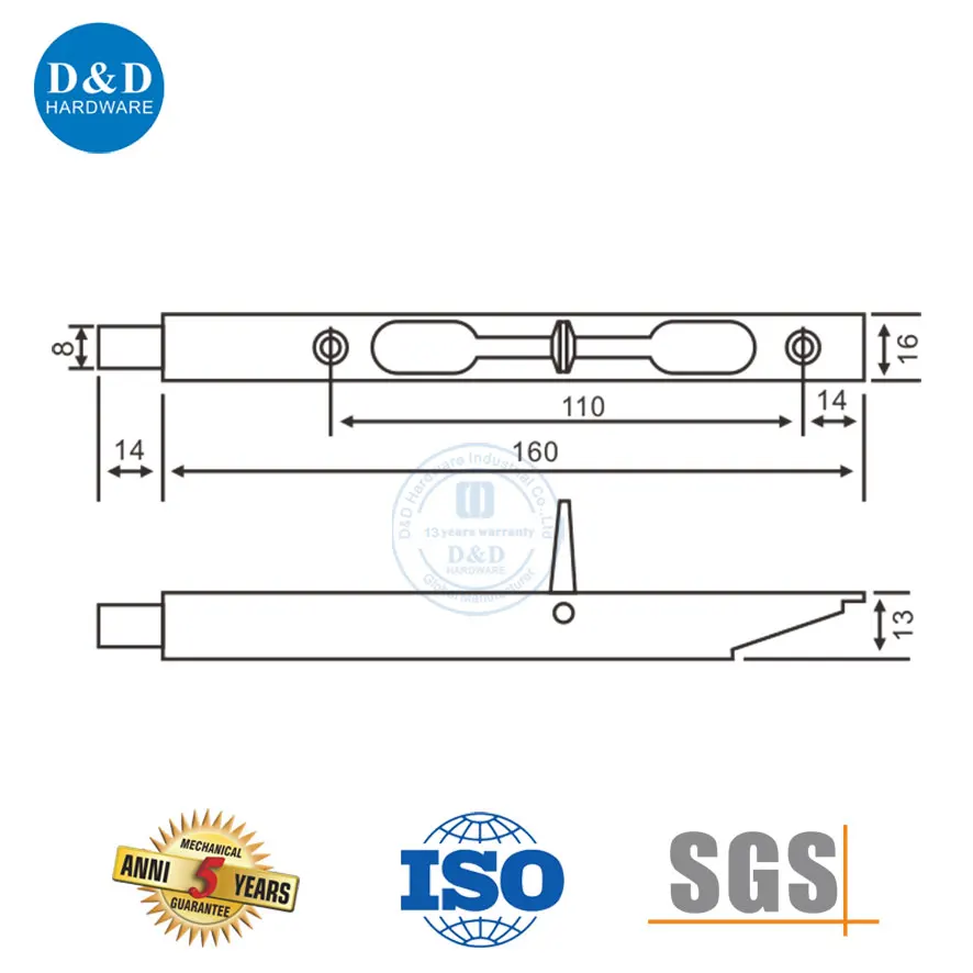Stainless Steel Concealed Box Type Flush Door Bolt for Rebated Double Door
