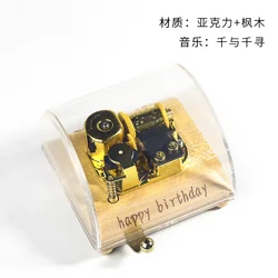 DIY custom logo creative gift engraved words selected songs transparent acrylic music box