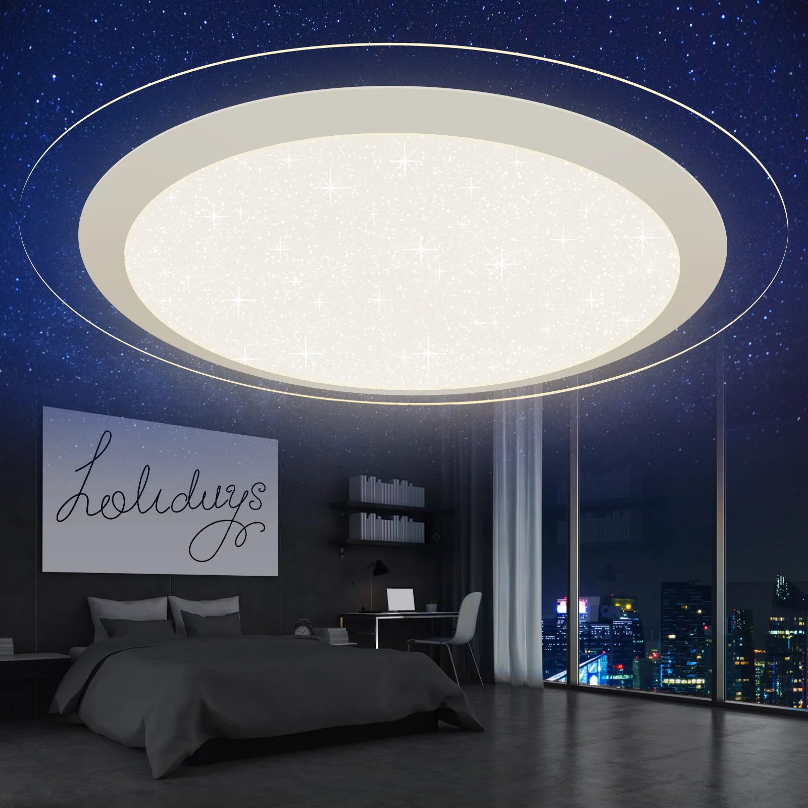 Minimalist Lamps 40w LED Starry Sky LED Ceiling Light with Transparent Ring Cover Living Room White 5000K For Hotel