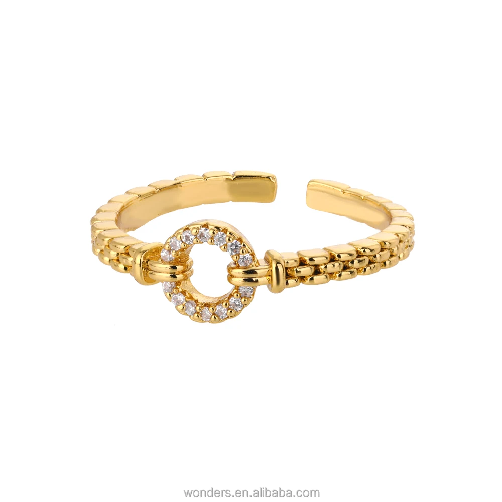 Dainty Slim Minimalist Silver Color Ring Watch Shape Open CZ Fashion Jewelry Gold Plated Women Bague