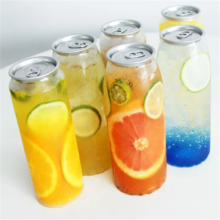 Beverage Can 330ml 350ml 500ml 650ml Custom Logo Printing Transparent Coffee Bottle Cup PET Plastic Soda Can