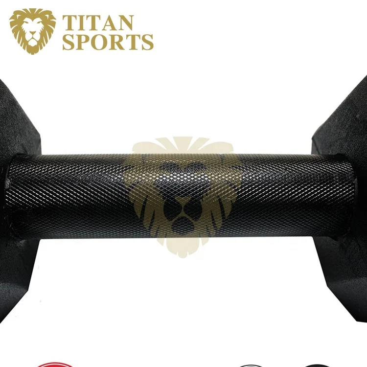 Rubber hex dumbbell with black handle