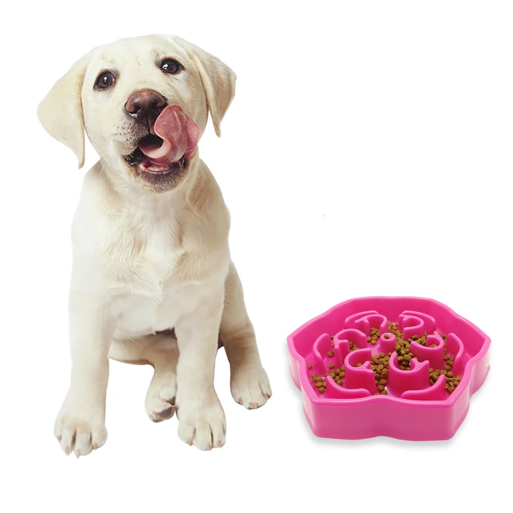 Nonslip Plastic Pet Products for Dog Rounded Puzzle Feeding Cat Food Bowls Slow Feeder Dog Bowl Pet Bowl