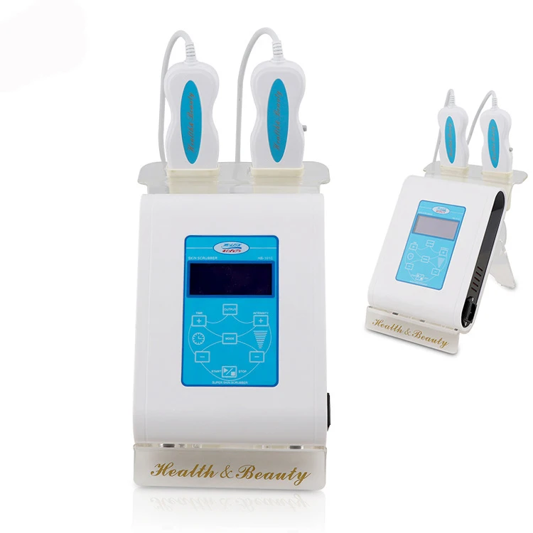 Hot !! portable Double Ultrasonic Ultrasound Beauty Machines Skin Peeling Scrubber Facial Cleaner Professional Skin Scrubber