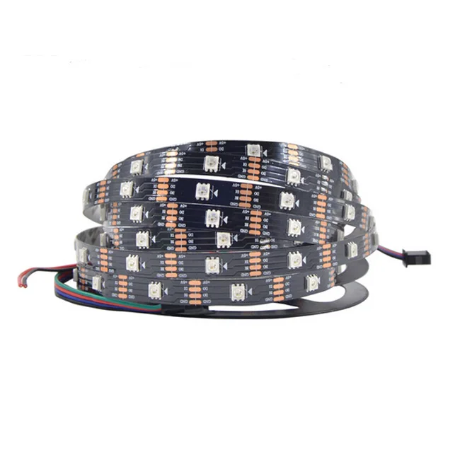 DC5V Black PCB Digital Programmable Addressable ws 2812b RGB Led Flexible Strip with 30 leds