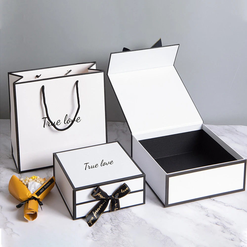 Luxury Jewelry Wedding Bridesmaid Magnet Lid Custom White Paper Boxes Packaging For Gift Sets