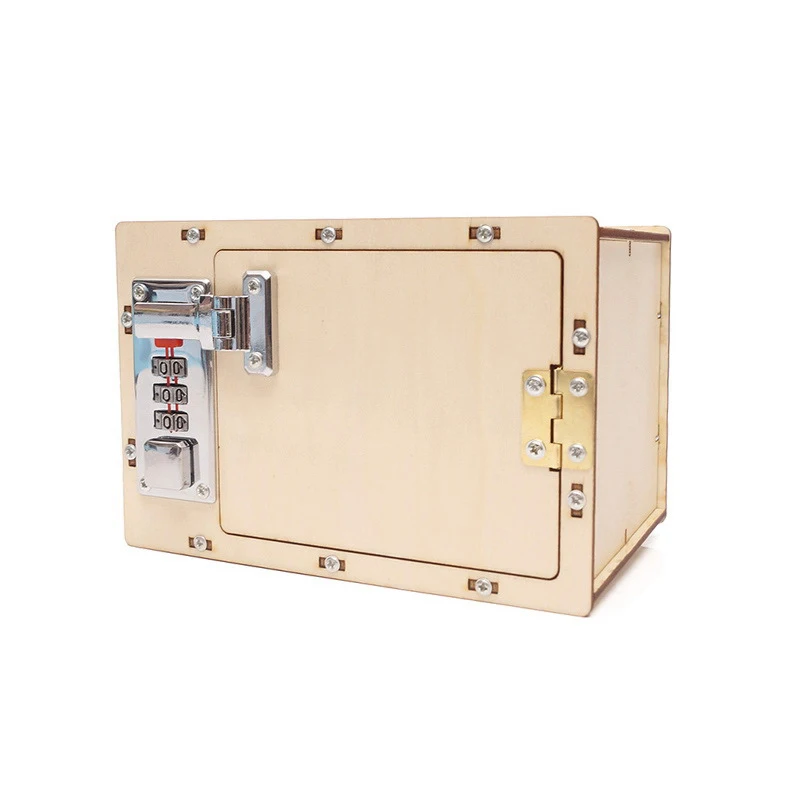 DIY Wooden Mechanical Lock Password Box Children Handmade Building Model Toys Stem Fun Science Experiment Kit for Kids Gift