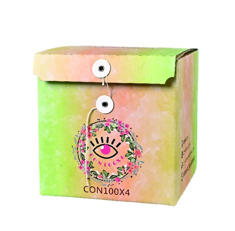 Wholesale Customize Design LOGO Kraft Paper String Tie Box Buttons Closed Cardboard Boxes For Bottle